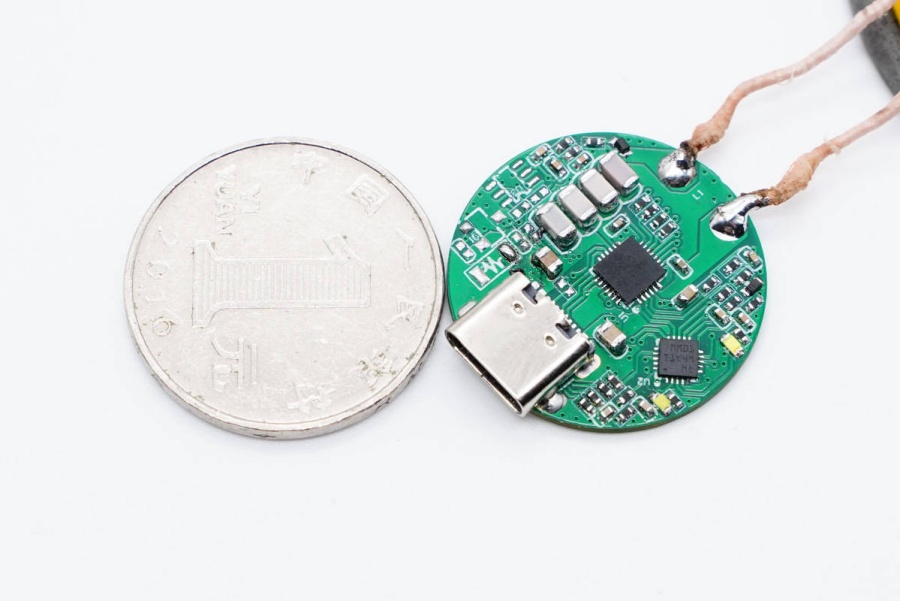 Wireless Charger Main Control Chip A close-up of a main control IC on a circuit board