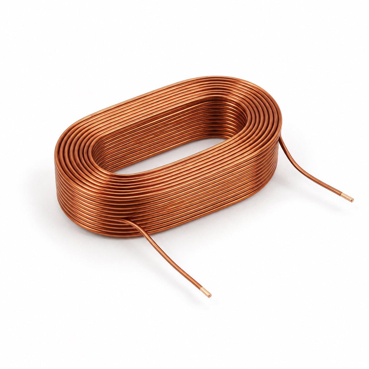 Illustration of a self-supported copper coil with two leads