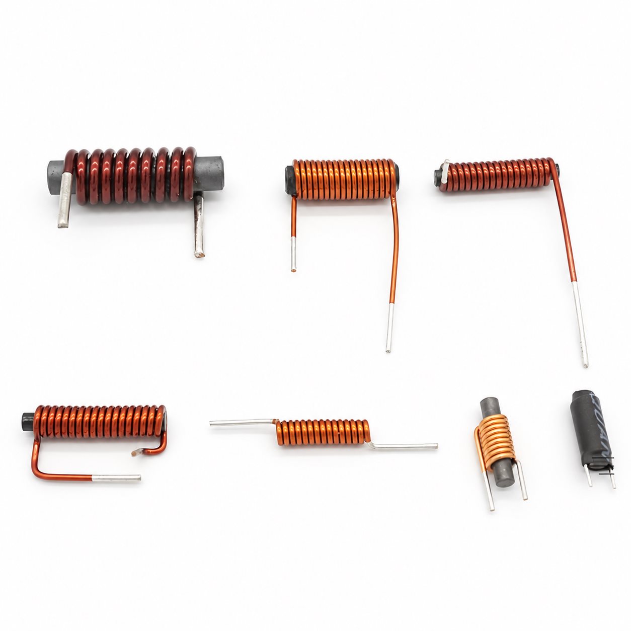 Examples of copper windings on ferrite cores