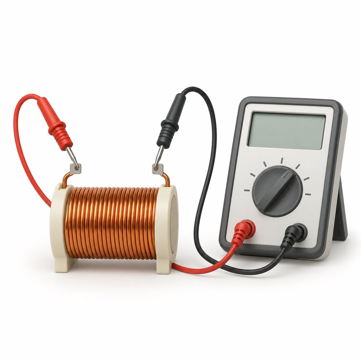 Conceptual illustration of checking a coil with an electrical meter